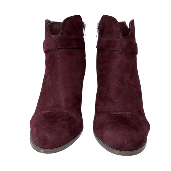 Faux Suede Heeled Ankle Boots Booties Charlotte Russe Haro Dark Wine Women’s 10 - Picture 5 of 10